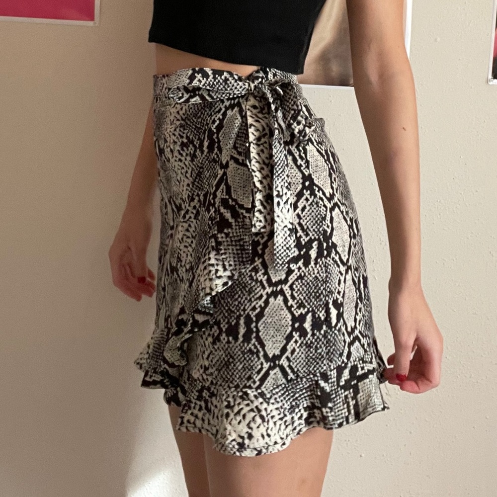 Snake skin mini wrap skirt
